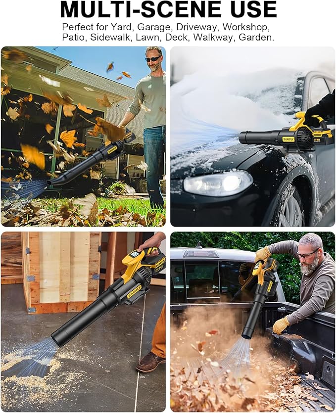 Leaf Blower Cordless, 650CFM & 3 Speed Levels,Electric Cordless Leaf Blower with LCD Display，Blowers for Lawn Care with 2 * 4.0Ah Battery Powered,Blowers for Lawn Care,Yard, Blowing Leaves, Dust, Snow