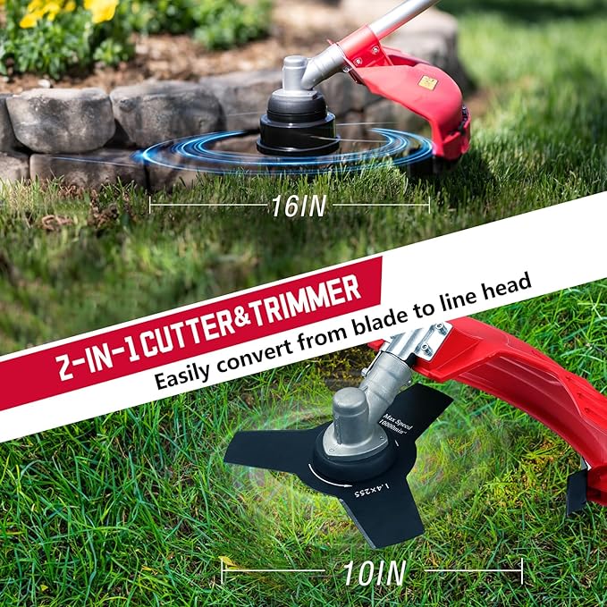 AMERISUN 25.4cc Weed Wacker Gas, 3-in-1 String Trimmer/Edger 16-Inch, 10-Inch Brush Cutter for Garden Edging & Lawn Care（AM4532）