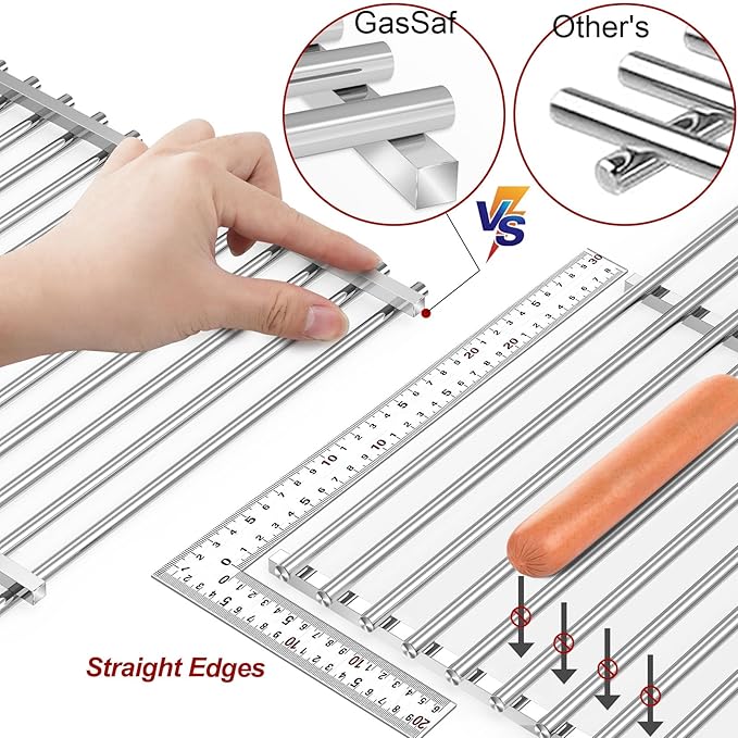 GasSaf 19.5" Grill Grates for Weber Genesis 300, Weber Genesis Grill Grates 7524 7528, 7MM SUS304 Replacement Parts for E310 E320 E330 S310 S320 S330(2007-2016), Pit Boss PB700 Series Cooking Grids