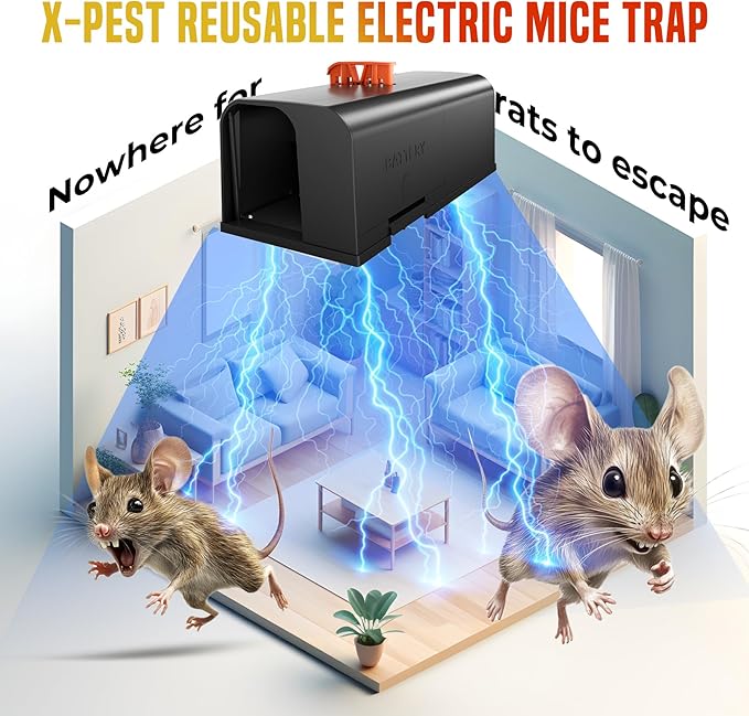 Electric Mouse Trap, Rat Traps Indoor for Home, 2025 Upgraded Electric Rat Zapper with Powerful Voltage, Effective Rat Killer for Rodent and Mice - No Touch Reusable Mice Trap to Protect Your Home