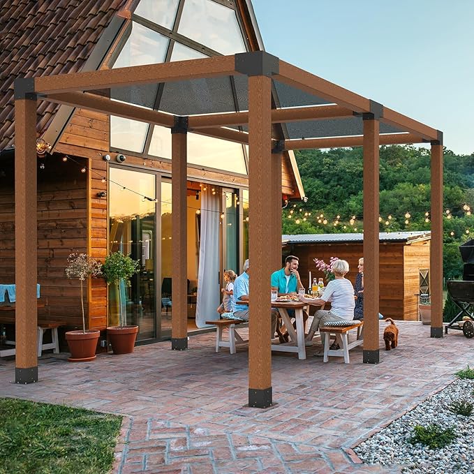 VEVOR Pergola Bracket Kit 6''x6''(Inner Size 5.6x5.6), 2pcs 4-Way Heavy Duty Corner Bracket Woodworks DIY Post Base Kit, Easy Installation Wooden Beams for Gazebos, Patio Pergolas, Log Cabin Outdoor