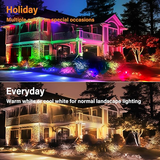 AGDJASA Low Voltage RGBW LED Landscape Lights Spot Lights Outdoor for Yard Garden Decor Spotlight, 12V-24V Low Voltage Landscape Lighting with 16 Color Changing and Remote IP68 Waterproof (8)