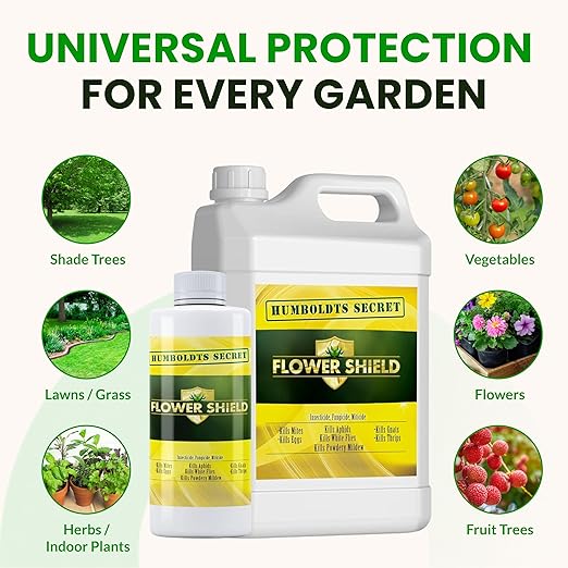 Humboldts Secret Flower Shield | Insecticide, Pesticide, Miticide, Fungicide | Bug Spray for Plants | Spider Mite & Powdery Mildew Control | Indoor & Outdoor | Houseplant & Garden | 32 Ounce