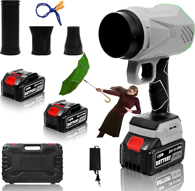 Leaf Blower Cordless, Lightweight Electric Handheld Leaf Blower with 3 Extension Tubes & 2×4.0Ah Batteries, Adjustable Speed, Electric Blower for Lawn Care, Leaves, Dust Cleaning, Light Snow