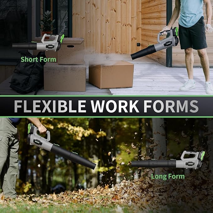 Leaf Blower, 21V Cordless Electric Blower with 2 2.0Ah Batteries and 1 Hour Fast Charger, Lightweight Leaf Blower for Patio Cleaning, Lawn Care, Blowing Fallen Leaves and Dust, etc.