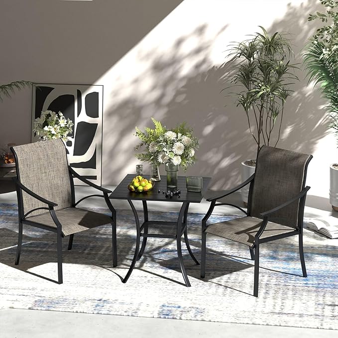 VICLLAX Small Square Outdoor Patio Table, All Weather Metal Outdoor Dining Table for Lawn Garden, 27.5"x 27.5" Patio Table for Outside, Black