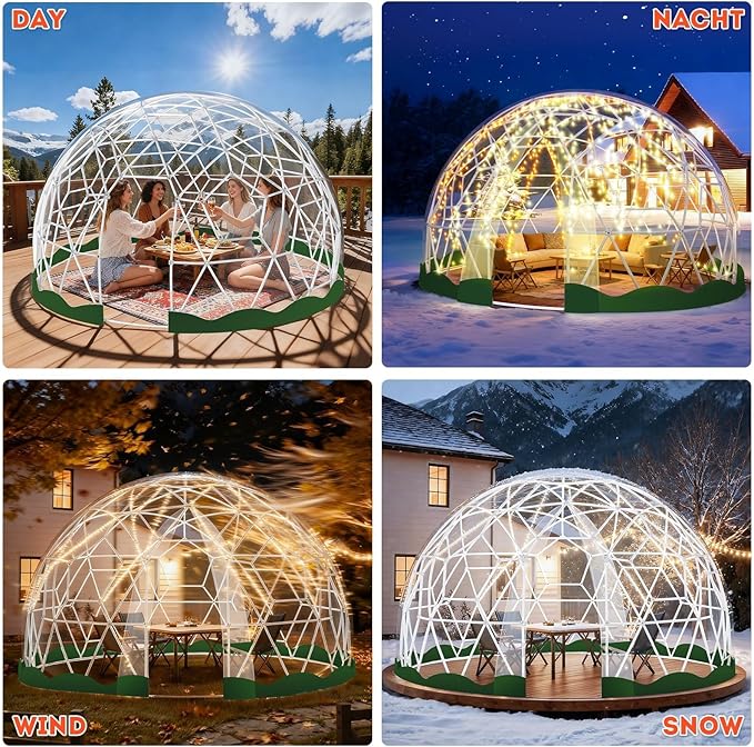 Garden Dome Tent, 9.6/12/15 ft Outdoor Clear Bubble Tent for 2-8 Person, All-Weather Geodesic Dome Greenhouse with Window & Door, PVC Transparent Tent for Patio, Camping, Party