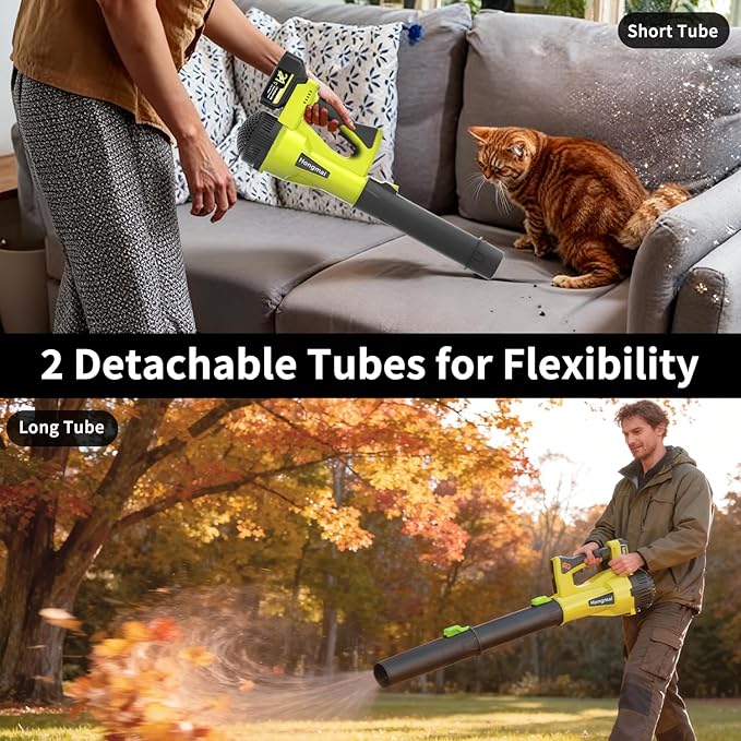for Men Cordless Leaf Blower 21V: 500CFM 150MPH Electric Leaf Blower with 4.0Ah Battery & Fast Charger, 6-Speed, Lightweight 3.7lbs for Lawn, Patio, Yard, Garage Cleaning (Green)