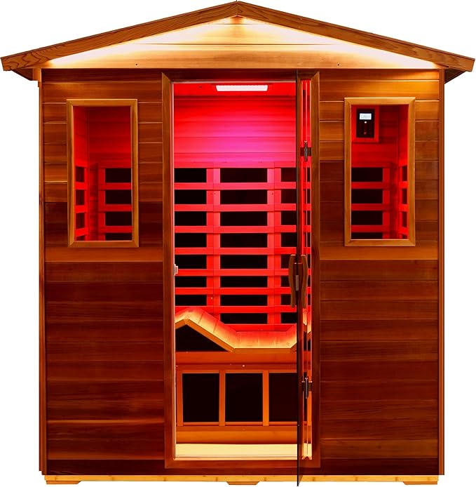 LTCCDSS Full Spectrum Outdoor Red Cedar Sauna 3-Person, Low EMF Far Infrared Sauna Room for Home, Withstand Outdoor Temp -10℉-149℉| Chromotherapy-Bluetooth Speaker (81.1 * 45 * 83.5 inch)