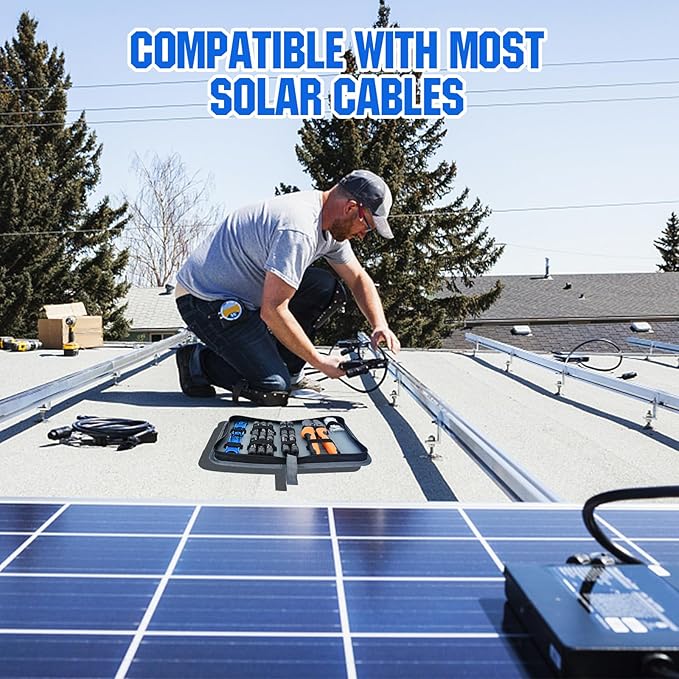 ECO-WORTHY Solar Crimper Tool Kit 13 PCS Solar Tools - a Crimper, 10 Pairs of Solar Connectors, 2 Pairs of Solar Connector Spanner Wrench for Solar Panel Cable Assembly and Installation