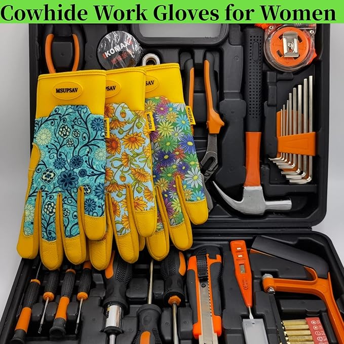 Thorn Proof&Puncture Resistant Gardening Gloves with Grip,Garden Glove for Women, Leather Yard Work Gifts
