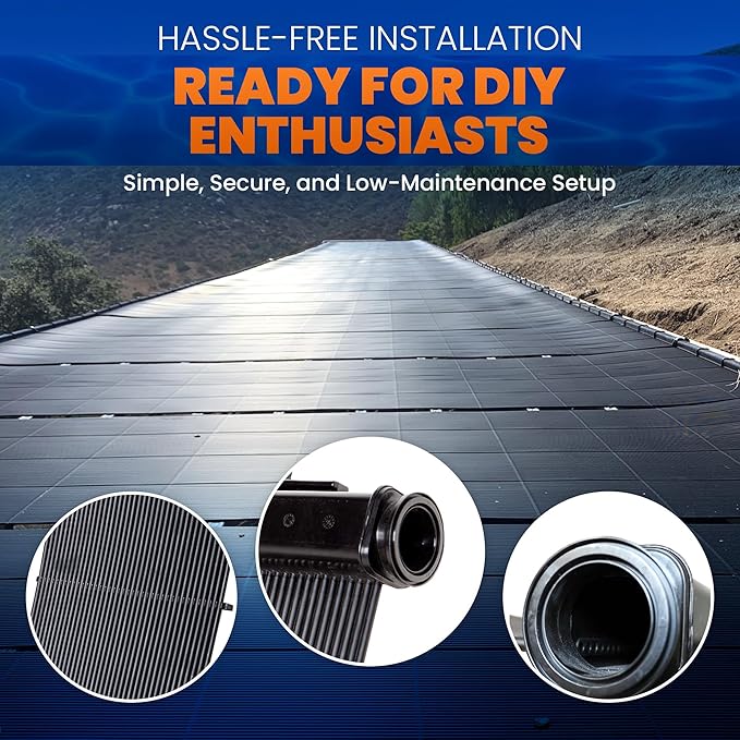 Industrial Grade Solar Pool Heater DIY Kit - Superior High-Wind Strapless Mounting System & Maximum Freeze Resistance (2-4'x6.5' / 52 Square Feet)