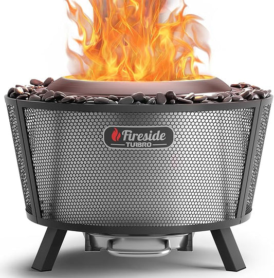 TURBRO 29 Inch Smokeless Fire Pit for Outdoor Wood Burning, Stainless Steel Camping Stove with Stand, Removable Ash Pan, Waterproof Storage Bag, Pluto R29, Black