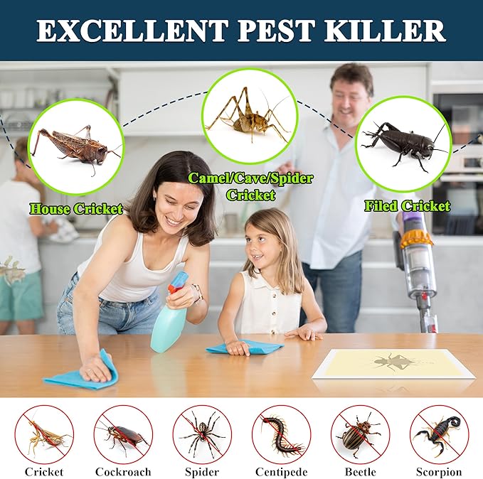 Qualirey Giant Cricket Glue Traps 20Pcs(Tear Into 40Pcs), Non Toxic Adhesive Cricket Catcher Indoor Insect Extra Sticky Trap, for Most Crawling Insects, Spider, Scorpion, Centipede, 11’’ x 5.3’’