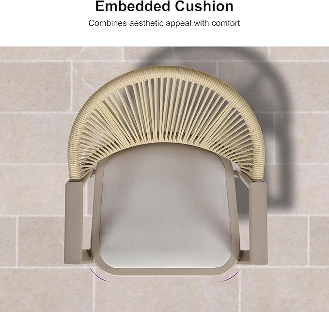 PURPLE LEAF Outdoor Counter Height Bar Stools Set of 2 Wicker Rattan Counter Stools Bar Chairs Barstool for Patio Kitchen Island Lawn Champagne