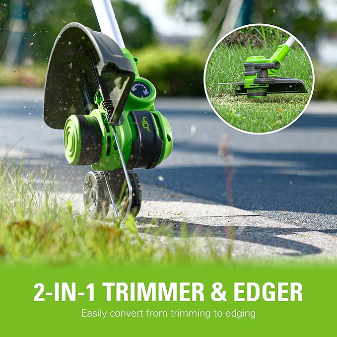 Greenworks 40V 20" Cordless Lawn Mower (Push), Axial Leaf Blower (500 CFM / 120 MPH),12" String Trimmer with 2 Batteries(5Ah+2Ah) and Chargers
