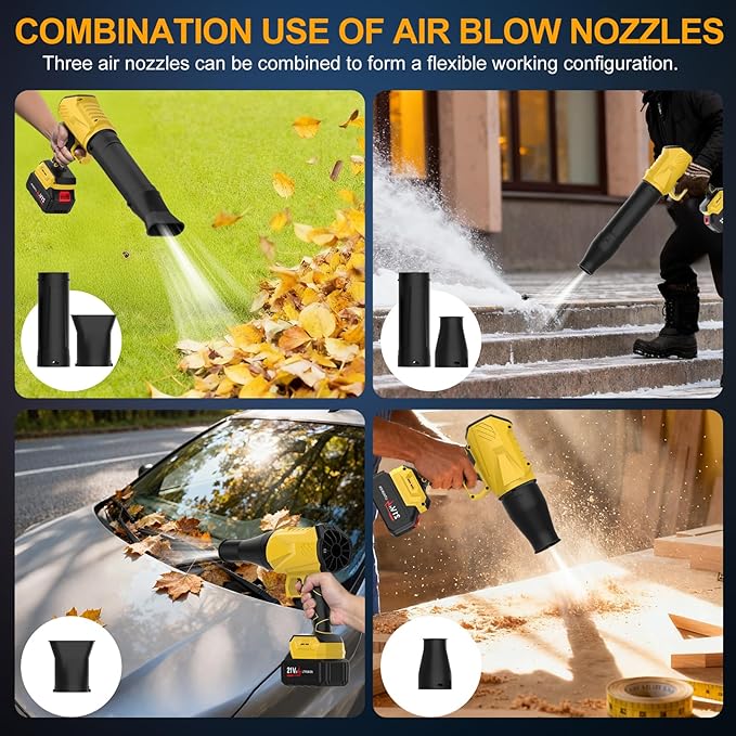YUANRAN Leaf Blower Cordless with Battery and Charger,500,000 RPM Turbo Jet Blower,Handheld Leaf Blowers for Lawn Care,Portable Lightweight Grass Blower for Yard, Patio & Outdoor Use