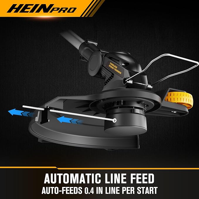 HEINPRO Cordless String Trimmer Compatible with Dewalt 20V MAX Battery, 12-Inch Weed Wacker Cordless Auto Line Feed,Electric Weed Eater Battery Powered Grass Trimmer w/6 Line Spools(Tool Only)