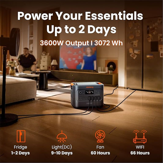 Jackery HomePower 3000 Portable Power Station with DC-DC Alternator Charger, 3600W (Surge 7200W) Output, 3072Wh LFP Solar Generator, Essential Backup for Home Use, Power Outage, Emergencies, RVs