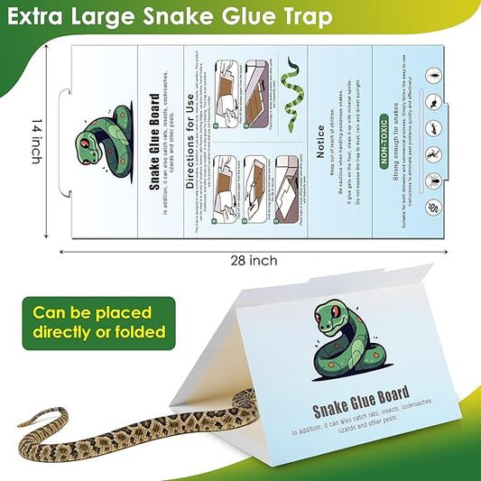 Qualirey 28" x 14" Extra Large Snake Glue Traps 2 Pack, Mouse Sticky Traps Indoor for Home, Non Toxic Glue Boards for Snakes, Rats, Insects, Cockroaches Lizards and Other Pests Pet Safe Pest Control