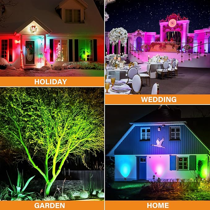 AGDJASA 10W RGBW LED Landscape Lights Spot Lights Outdoor for Yard Garden Decor Spotlight, Landscape Lighting with 16 Color Changing and Remote IP68 Waterproof (10)