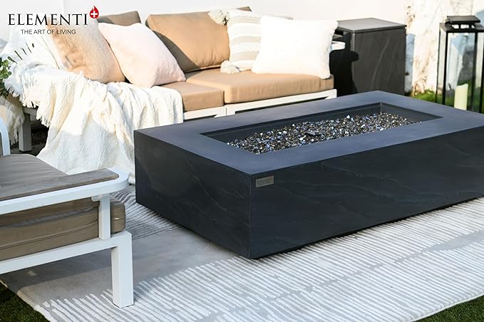 AMS Fireplace | Elementi Plus | Cape Town | 56" Rectangular Slate Black Concrete Natural Gas Fire Pit Table