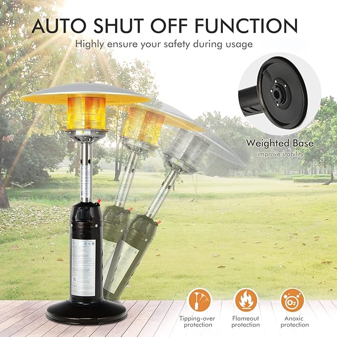 Tangkula Tabletop Propane Patio Heater, 11,000 BTU Portable Outdoor Heater W/Adjustable Flame, Simple Ignition System, Tipping-Over Protection, Ideal for Courtyard, Garden, Patio Restaurant (Black)