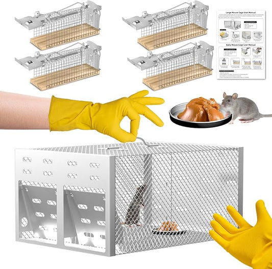 5pack Humane No Kill Rat Trap Cage,Live Rat Traps Catch and Release,Chipmunk Live Trap for Rats,Automatic Continuous Trampas para Ratones,Easy to Set Metal Mice Traps