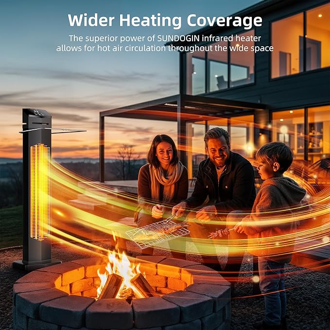Outdoor Heaters for Patio, Electric Patio Heater with Remote, 12H Timer, IPX5 Waterproof, Tip-Over & Overheat Protection, Infrared Tower Space Heater for Indoor, Porch, Garage, Large Room