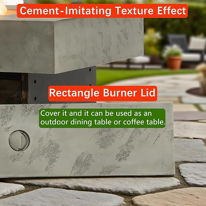55"×23" Tabletop Propane Fire Pits,50000BTU Outdoor Firepit Table Suitable for Outdoor, Patio, Balcony,Three Height Adjust