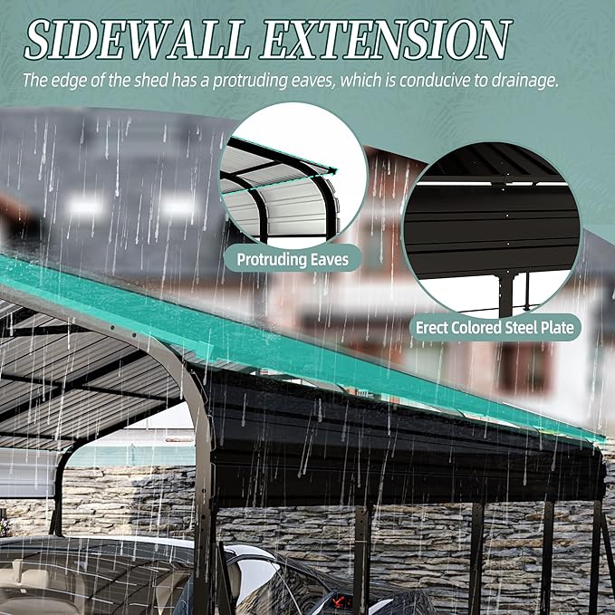 Ball & Cast 12x20 FT Carport,Heavy Duty Carport Canopy with Galvanized Steel Roof,Metal Carport with Enhanced Base,Oversized Garage Shed Outdoor Shelter for Car, Boats and Tractors,Dark Gray