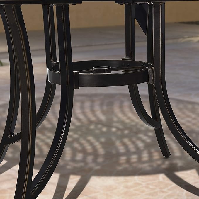 PURPLE LEAF Outdoor Dining Table 47'' Cast Aluminum Patio Funiture Table with Umbrella Hole Rhombic Round Patio Dining Table