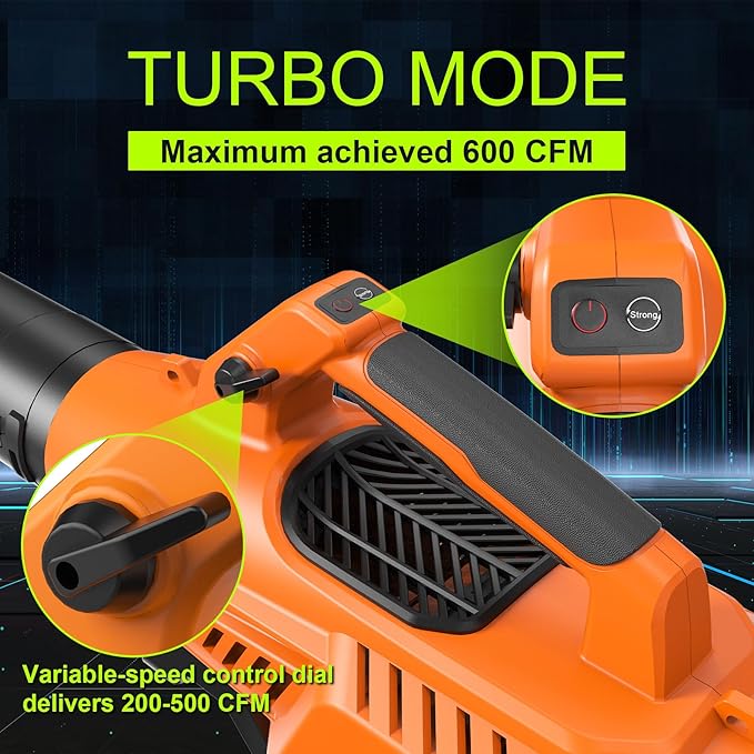 Aoypalp Leaf Blower Cordless with Battery - 40V Powerful Electric Leaf Blower, 600CFM &180MPH and Variable-Speed with 5.0Ah Battery and Charger for Lawn Care, Patio, Dust, Blowing Leaves (Orange)