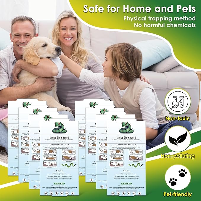 Qualirey 28" x 14" Extra Large Snake Glue Traps 8 Pack, Mouse Sticky Traps Indoor for Home, Non Toxic Glue Boards for Snakes, Rats, Insects, Cockroaches Lizards and Other Pests Pet Safe Pest Control
