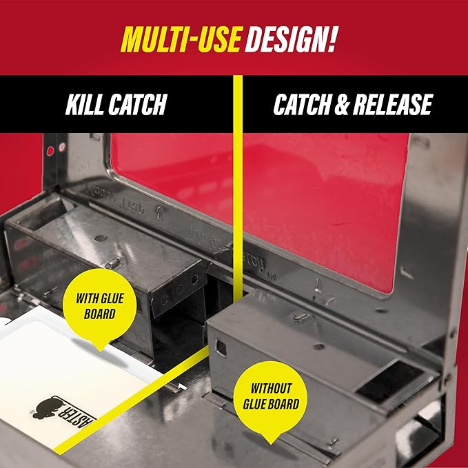 Catchmaster Pro Series Multi-Catch Mouse Trap 3-Pack, Humane Mouse Traps Indoor for Home, Includes Replaceable Glue Board, Live Catch Pest Control for Garage & Shed