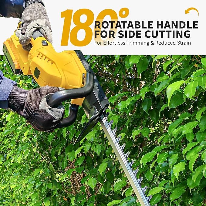 Cordless Hedge Trimmer with Rotatable Handle for Dewalt 20V Battery, 52cm Brushless Motor Trimmers Battery Powered, Electric Hedge Trimmer Bush Trimmers for Garden, Yard(Battery Not Included)
