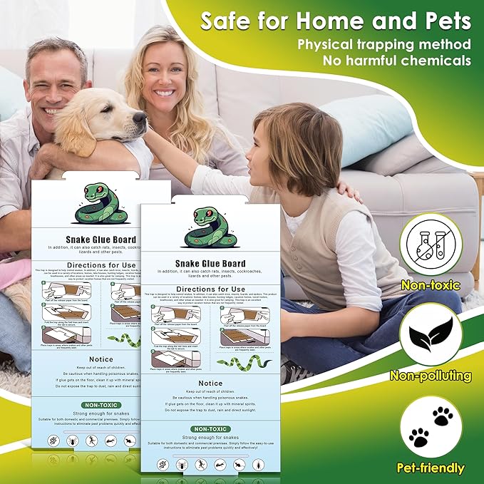 Qualirey 28" x 14" Extra Large Snake Glue Traps 2 Pack, Mouse Sticky Traps Indoor for Home, Non Toxic Glue Boards for Snakes, Rats, Insects, Cockroaches Lizards and Other Pests Pet Safe Pest Control