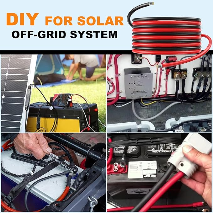Oududianzi 2x150 Feet Solar Panel Wire, 10AWG Solar Wire Tinned Copper 10 Gauge PV Cable, for Outdoor Automotive RV Boat Marine (150FT Red + 150FT Black)