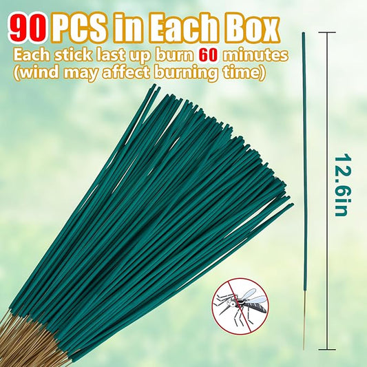 90 Pcs Natural Mosquito Repellent Outdoor Patio, Citronella Oil Mosquito Incense Sticks Plant-Based Bug Repellent for Patio Camping Fishing Backyard Travel Mosquito Control