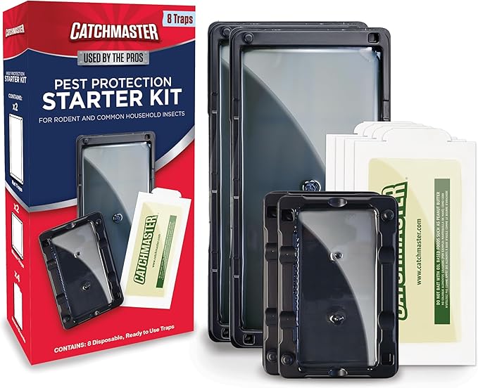 Catchmaster Glue Trap Variety Pack - 2 Mouse Trays, 2 Rat Trays, 4 Insect Glue Traps, Mouse Traps Indoor for Home, Pest Protection Kit for Basement & Garage, Rodent & Insect Pest Control