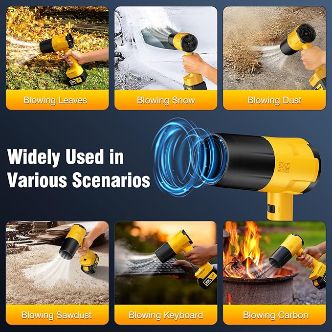 Leaf Blower Cordless, Handheld Leaf Blower with 2 Battery and Charger, 6 Speed Modes, Lightweight Blower for Patio, Lawn, Yard, Dust, Blowing Leaves