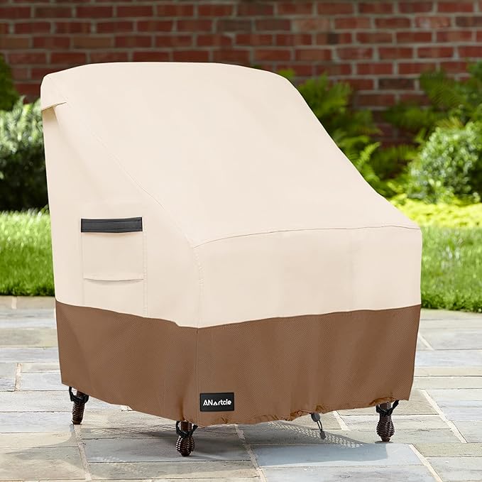 Patio Chair Covers,600D Waterproof Heavy Duty Outdoor Lawn Patio Furniture Covers,Patio Swivel Chair Covers for Outdoor Furniture,(32W x 35D x 36H inches) Beige&Brown