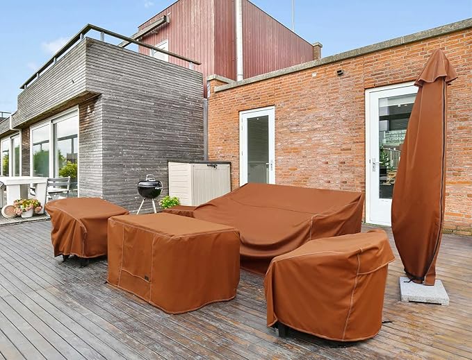 NettyPro Fire Pit Cover Square Waterproof Outdoor Firepit Cover for Gas Propane Fire Pit Table, 40 x 40 x 24 inch, Brown