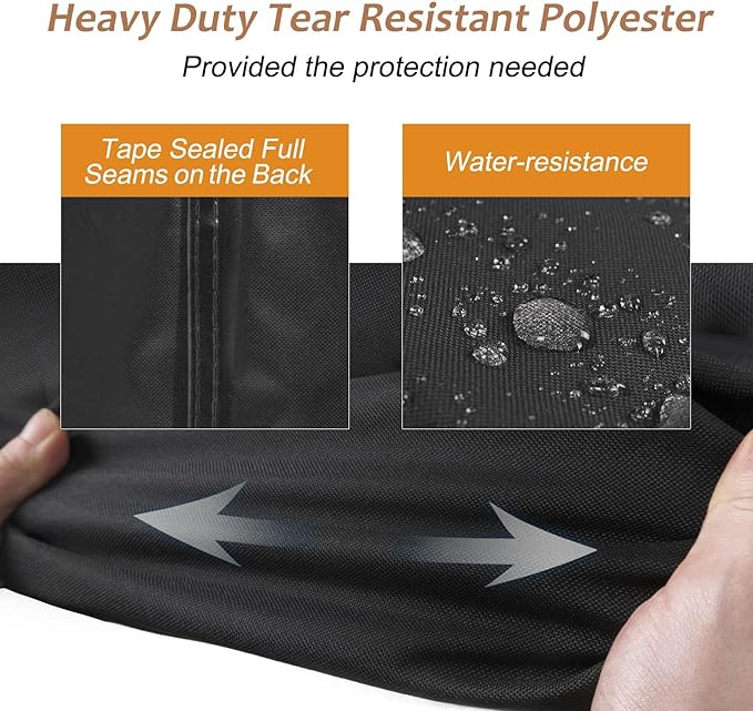 NettyPro Fire Pit Cover Round Waterproof Outdoor Firepit Cover for Gas Propane Fire Pit Table, 44 x 20 inch, Black