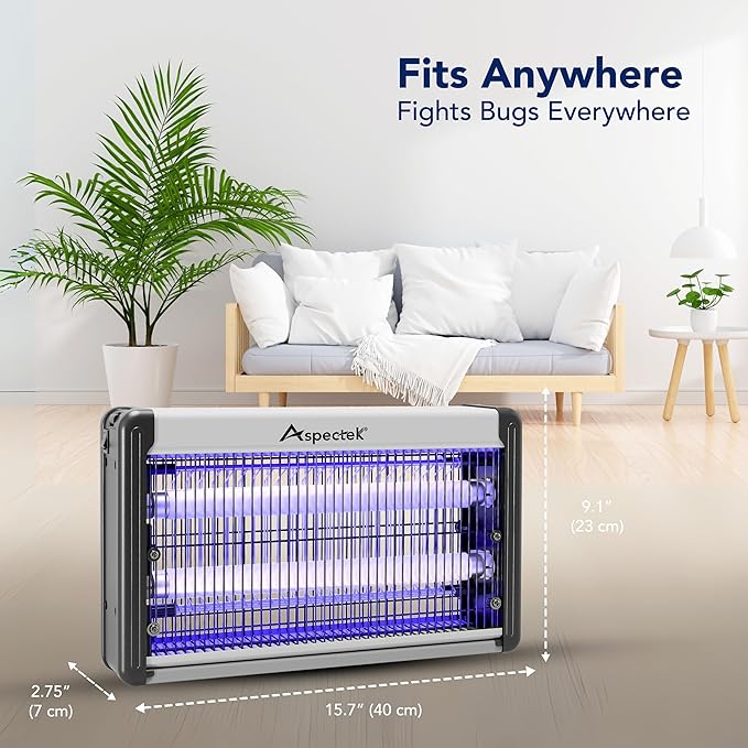ASPECTEK Electric Bug Zapper, Upgraded UV-LED Light Lamp with a Long Life Span, Low Energy Consumption, Insect Killer for Mosquitos,Flies,Moths,LED Mosquito Trap for Indoor Use