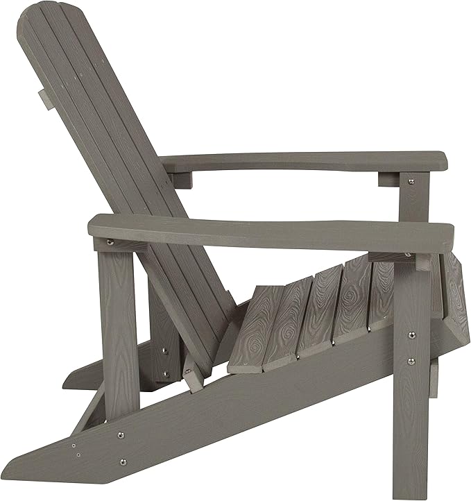 EMMA + OLIVER Campfire Set - Two Gray Poly Resin Adirondack Chairs - 29" Star and Moon Fire Pit with Mesh Cover - Weather Resistant - Wood Burning Fire Pit