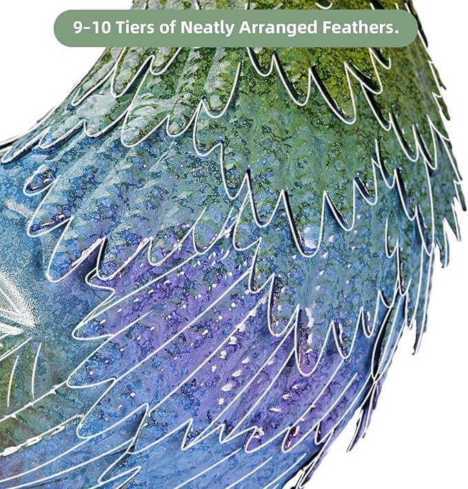 13.4" Metal Blue Chicken Garden Sculptures & Statues for Outdoor Garden Decorations ,Hen Statue for Home Decor, Gradient Impressionist Colors, Handmade Gift for Grandma, Gardener Christmas Holiday