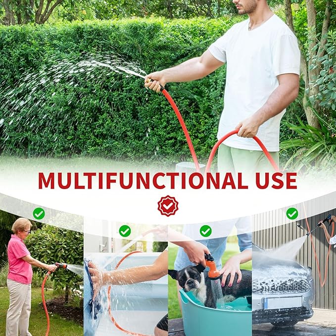 Garden Hose 200ft x 3/4” Hot Water Hose, Heavy Duty -50°F to 190°F,Burst 600Psi Flexible Upgraded Rubber Hoses,3/4” Solid Fittings for All-weather Outdoor Lawn & Garden