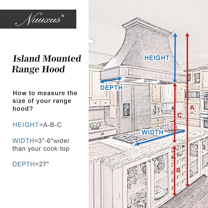 Custom Stainless Steel Range Hood, Handmade Kitchen Hood with Powerful Range Hood Insert, Classic Stove Vent Hood with Straps & Rivets, 42"W x 27"H Wall Mount, HSW30SC-422722WSS