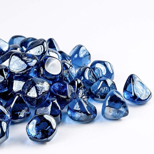 Fire Glass Diamond 1 Inch Fire Pit Glass Rocks for Propane or Gas Fire Pit (Gift Package) (20 Pounds, Sapphire Luster)